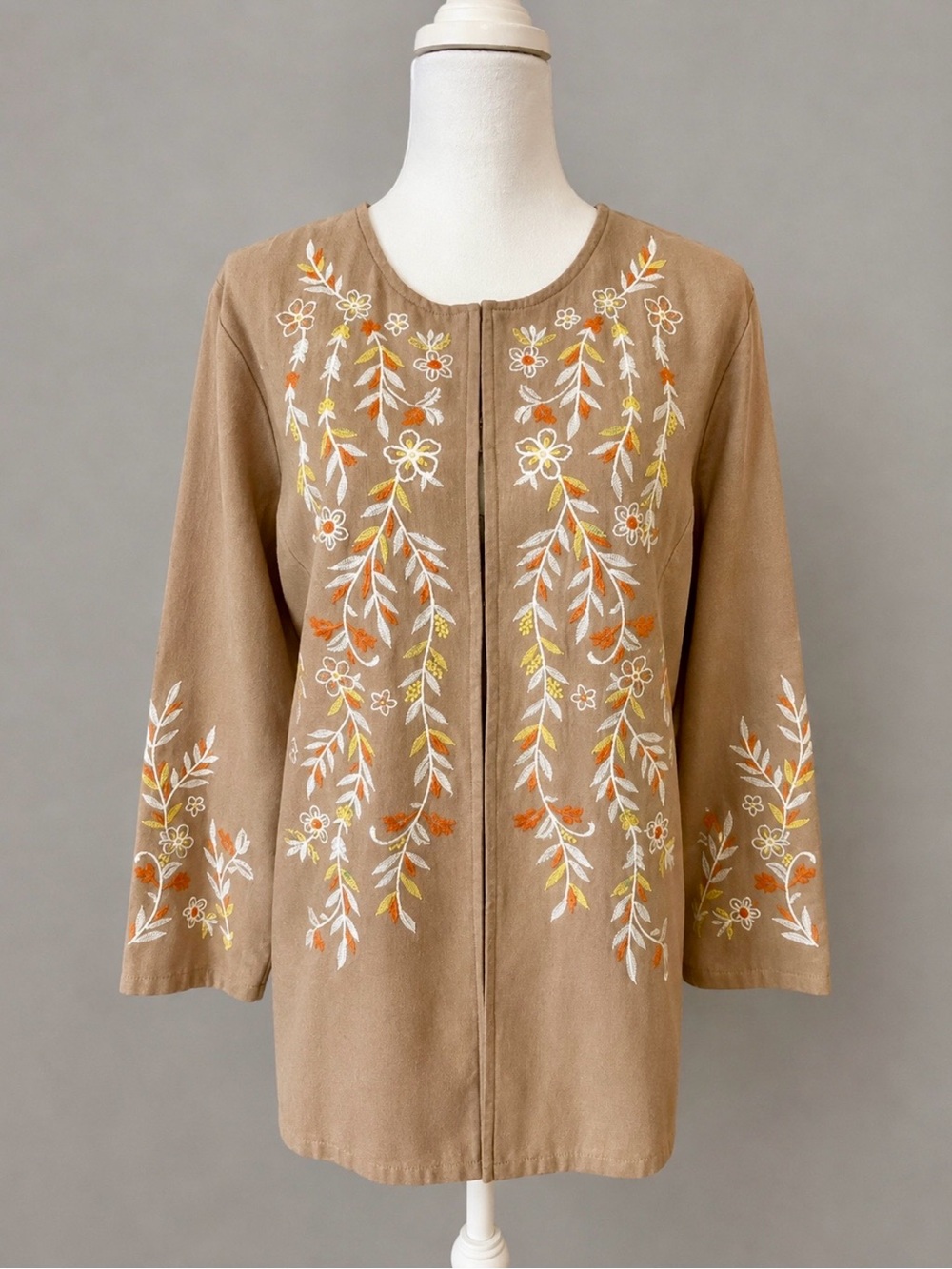 New NWT Susan Graver QVC Cotton Topper Tunic Floral Embroidery Sz Medium